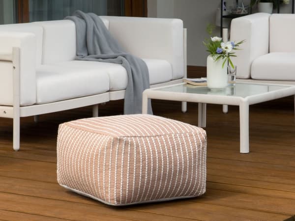 Sittpuff för Trädgården Brun Syntetmaterial Fyrkantig 50 x 50 x 30 cm Utomhus Fotpall Handvävd Boho Stil