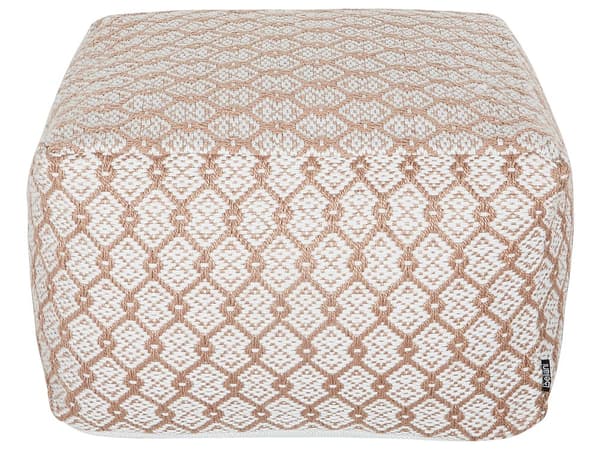 Utendørs puff Hvit Beige Syntetisk materiale 50 x 50 x 30 cm Kvadratisk form Håndvevd Bohemsk stil Hagemøbler