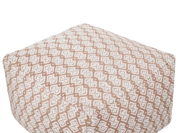 Utendørs puff Hvit Beige Syntetisk materiale 50 x 50 x 30 cm Kvadratisk form Håndvevd Bohemsk stil Hagemøbler