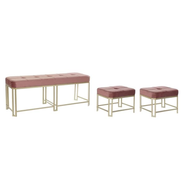 Sittpall DKD Home Decor Rosa Metall Sammet (120 x 40 x 46 cm)