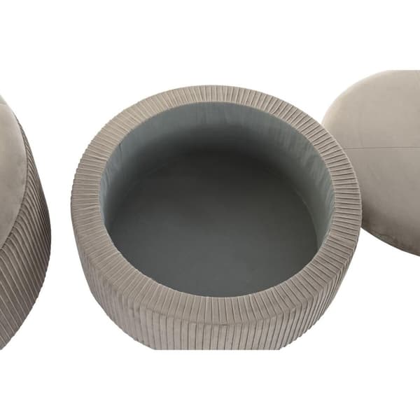Fotpall DKD Home Decor 70 x 70 x 32 cm 70 x 70 x 28 cm Sammet Ljusgrå Trä MDF
