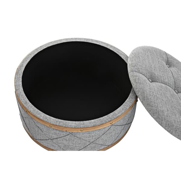 Sittpall DKD Home Decor Naturell Trä Polyester Ljusgrå (80 x 80 x 43 cm)