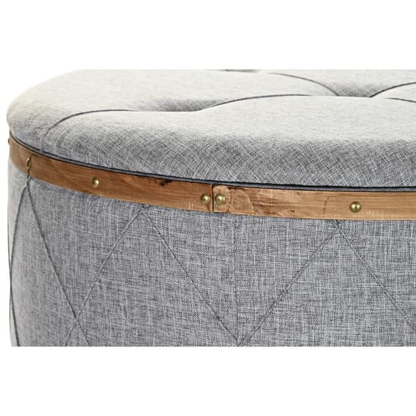 Sittpall DKD Home Decor Naturell Trä Polyester Ljusgrå (80 x 80 x 43 cm)
