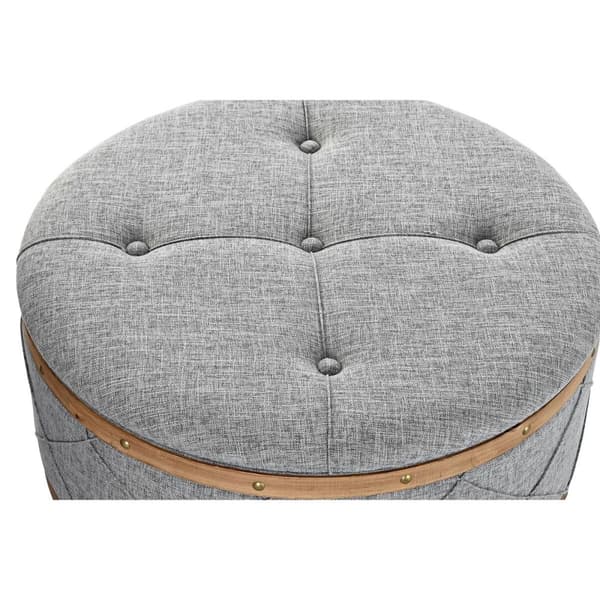 Sittpall DKD Home Decor Naturell Trä Polyester Ljusgrå (80 x 80 x 43 cm)