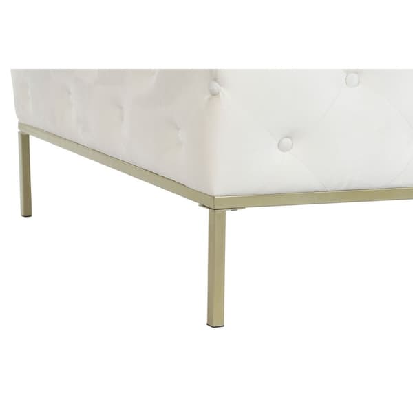 Sittpall DKD Home Decor Vit Gyllene Metall 100 x 100 x 45 cm