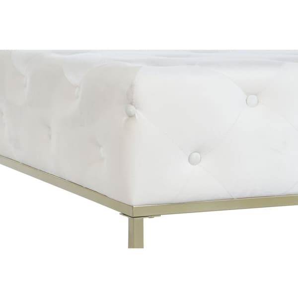 Sittpall DKD Home Decor Vit Gyllene Metall 100 x 100 x 45 cm