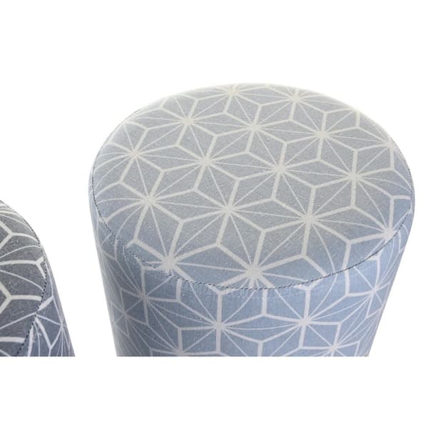Fotpall DKD Home Decor 31 x 31 x 33 cm Blå Himmelsblå Furu Geometrisk Medelhavs (2 antal)
