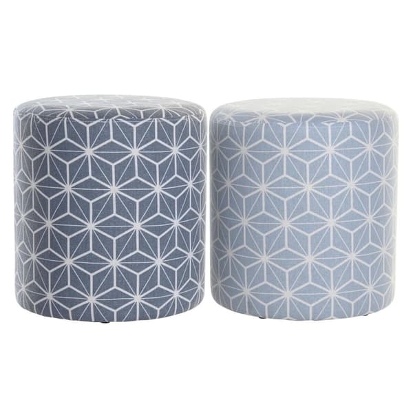 Fotpall DKD Home Decor 31 x 31 x 33 cm Blå Himmelsblå Furu Geometrisk Medelhavs (2 antal)