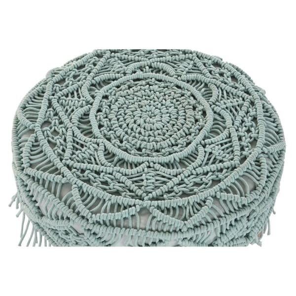 Fodstøtte DKD Home Decor 53 x 53 x 31 cm Natur Træ Brun Grøn 50 x 50 x 30 cm Makramé Boho