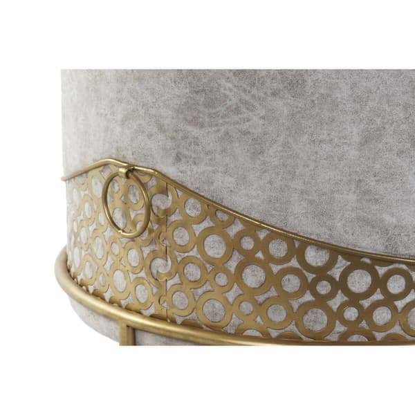 Fodstøtte DKD Home Decor 51 x 51 x 44,5 cm Skum Beige Gylden Fløjl Træ MDF Etnisk 40 % Metal