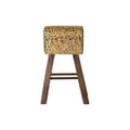 Miniatyrbillede 4 af 4: Taburet DKD Home Decor Sort Træ Brun Læder (43 x 35 x 75 cm)