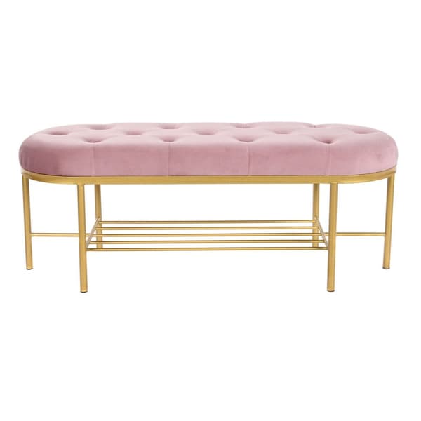 Stol DKD Home Decor 100 x 35 x 40 cm Pink Gylden Metal