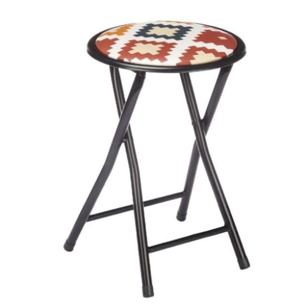 Sammenklappelig skammel Boho Chic Sort PVC Metal 30 x 30 x 45 cm (10 enheder)