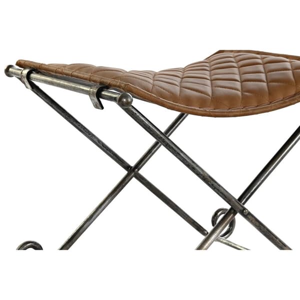Foot-of-bed Bench DKD Home Decor Svart Metall Brun Lær (53 x 45 x 44 cm)