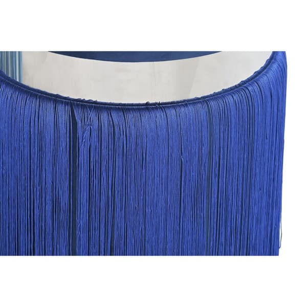 Fotstøtte DKD Home Decor Sølv Metall Himmelblå Marineblå Fringe 35 x 35 x 41 cm (2 enheter)
