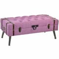 Pikkukuva 1 / 2: Jakkara DKD Home Decor   Metalli Polyesteri Fuksia Puu MDF (102 x 42 x 40,5 cm)