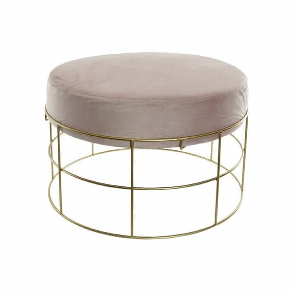 Jalkatuki DKD Home Decor Kullattu Metalli Polyesteri Vaaleanpunainen (60 x 60 x 37.5 cm)
