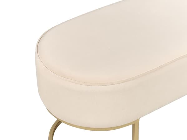 Bänk Off-White Sammet Metall Accent Guldben Sängbänk Pall Glam Vardagsrum Sovrum