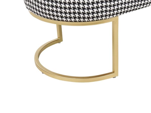Bänk Svartvit Klädd med Tyg Metall Accent Guldben Sängbänk Pall Glam Vardagsrum Sovrum