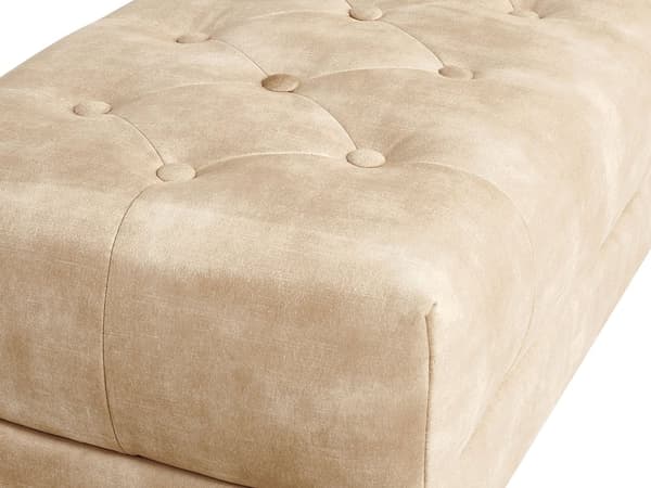 Penkki beige sametti verhoilu kultaiset metalli jalat sängyn päätyyn glamour tyyli