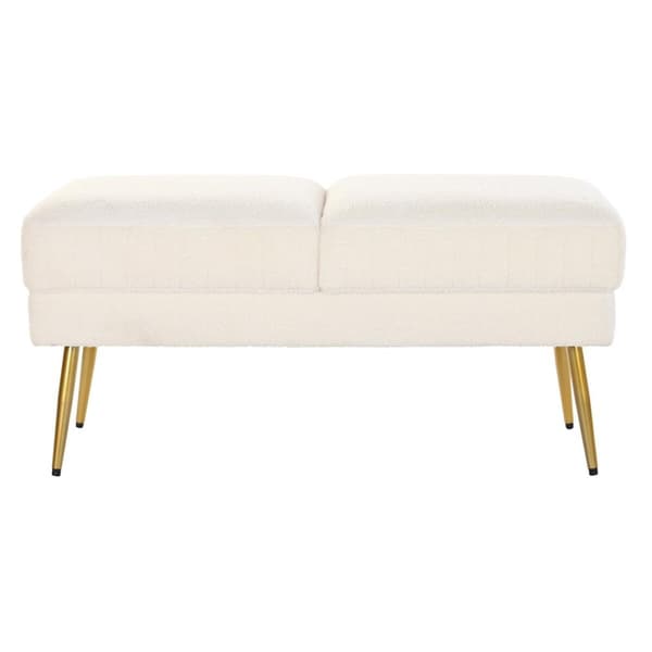 Sittpall DKD Home Decor 106 x 45 x 50 cm Gyllene Metall Vit