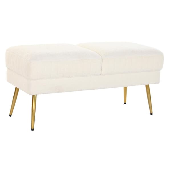 Sittpall DKD Home Decor 106 x 45 x 50 cm Gyllene Metall Vit