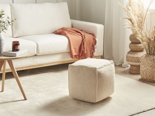Puff Lysebrun 40 x 40 x 40 cm Fluffy Polyester Solid Mønster Firkantet Sittepuff i Stoff