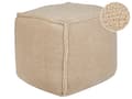 Miniatyrbilde 1 av 5: Puff Lysebrun 40 x 40 x 40 cm Fluffy Polyester Solid Mønster Firkantet Sittepuff i Stoff