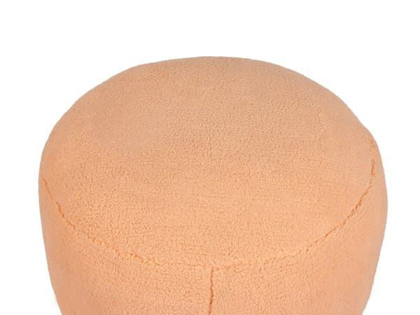 Puff Oransje 50 x 50 x 30 cm Fluffy Polyester Solid Mønster Rund Sittepuff i Stoff