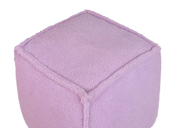Sittpuff Lila 40 x 40 x 40 cm Fluffig Polyester Strukturerad Yta Fyrkantig Tyg Sittpuff Vardagsrum Sovrum