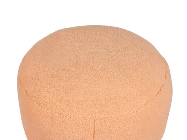 Sittpuff Orange 50 x 50 x 30 cm Fluffig Polyester Strukturerad Yta Rund Tyg Sittpuff Vardagsrum Sovrum