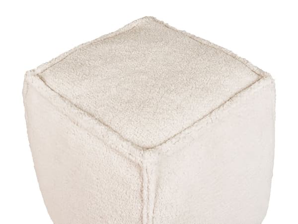 Sittpuff Ljusbeige 40 x 40 x 40 cm Fluffig Polyester Strukturerad Yta Fyrkantig Tyg Sittpuff Vardagsrum Sovrum