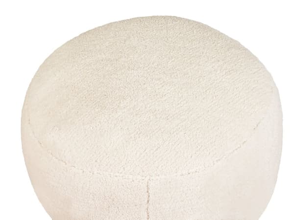 Puff Lysebeige 50 x 50 x 30 cm Fluffy Polyester Solid Mønster Rund Sittepuff i Stoff