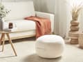Miniatyrbilde 2 av 5: Puff Lysebeige 50 x 50 x 30 cm Fluffy Polyester Solid Mønster Rund Sittepuff i Stoff