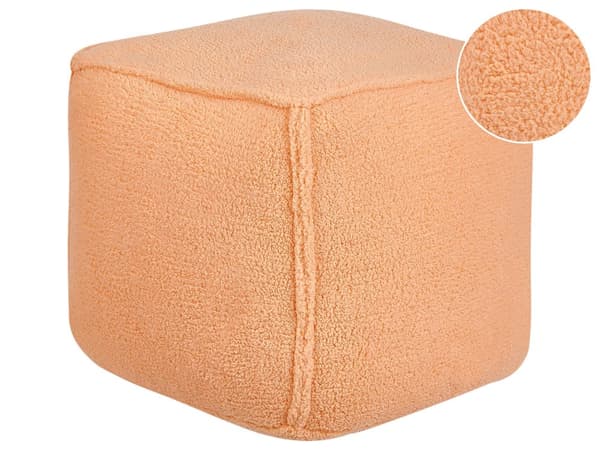 Puff Oransje 40 x 40 x 40 cm Fluffy Polyester Solid Mønster Firkantet Sittepuff i Stoff