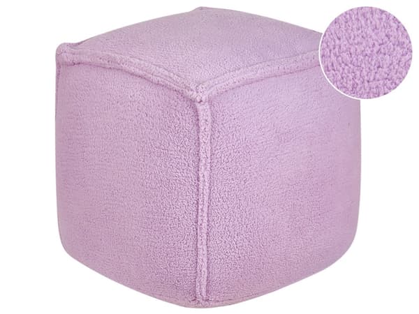 Puff Lilla 40 x 40 x 40 cm Fluffy Polyester Solid Mønster Firkantet Sittepuff i Stoff