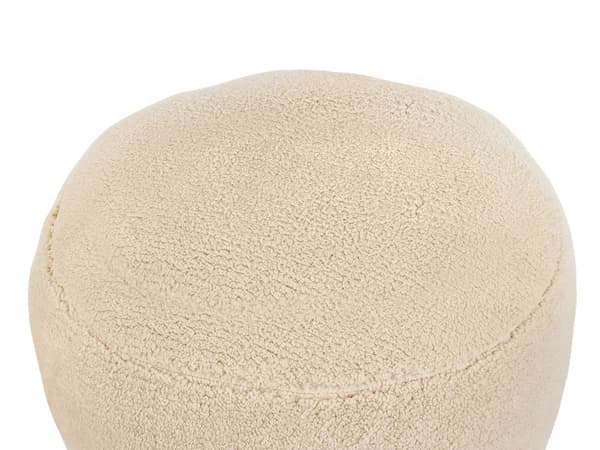 Beige puf 50 x 50 x 30 cm polyester rund boho stue soveværelse stue opholdsrum moderne stil