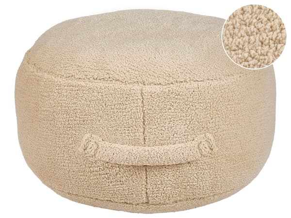 Beige puf 50 x 50 x 30 cm polyester rund boho stue soveværelse stue opholdsrum moderne stil