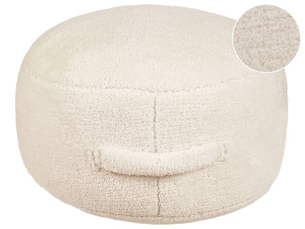 Puf lys beige 50 x 50 x 30 cm polyester rund boho stue soveværelse stue opholdsrum moderne stil