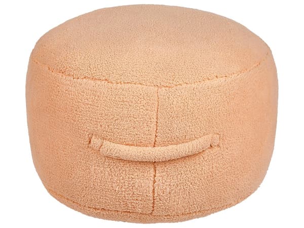 Orange puf 50 x 50 x 30 cm polyester rund boho stue soveværelse stue opholdsrum moderne stil