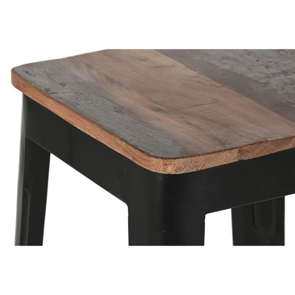Taburet Home ESPRIT Brun Sort Træ Metal 34 x 33 x 77 cm