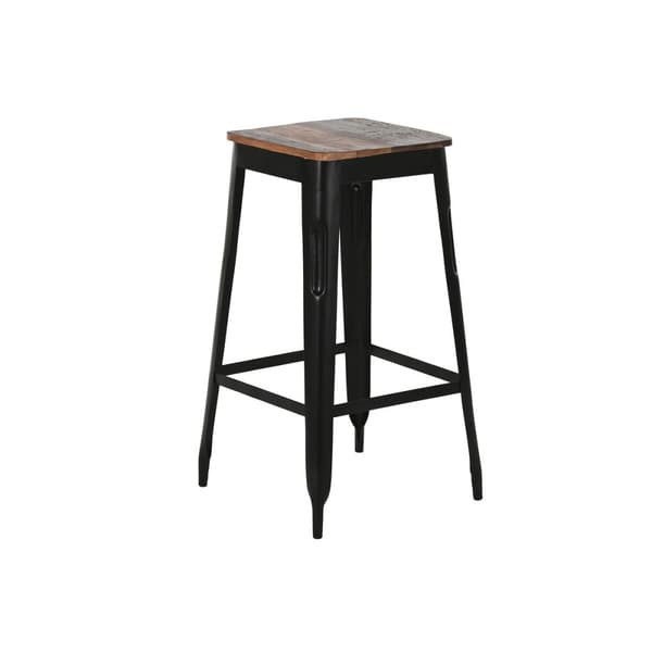 Taburet Home ESPRIT Brun Sort Træ Metal 34 x 33 x 77 cm