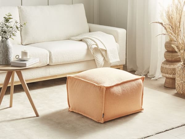 Puff Oransje Bomull EPS-kuler 50 x 50 x 30 cm Firkantet form Ensfarget Moderne design Fotskammel Boligtilbehør