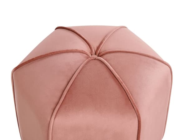 Sittpuff Rosa Sammet Rund 45 x 45 x 42 cm Fotpall Accent Klädsel Modern Vardagsrum Sovrum Möbler