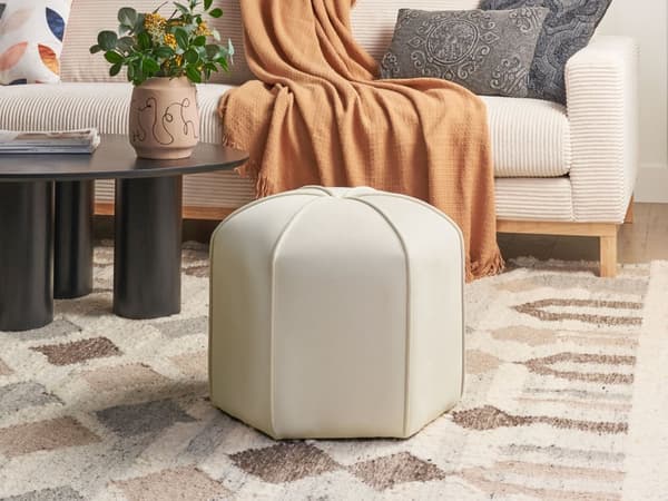 Sittpuff Ljusbeige Sammet Rund 45 x 45 x 42 cm Fotpall Accent Klädsel Modern Vardagsrum Sovrum Möbler