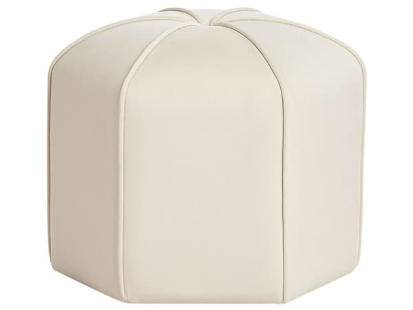 Sittpuff Ljusbeige Sammet Rund 45 x 45 x 42 cm Fotpall Accent Klädsel Modern Vardagsrum Sovrum Möbler