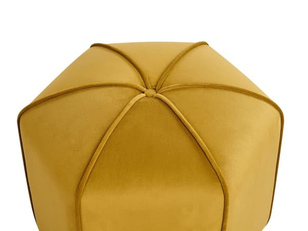 Sittpuff Gul Sammet Rund 45 x 45 x 42 cm Fotpall Accent Klädsel Modern Vardagsrum Sovrum Möbler