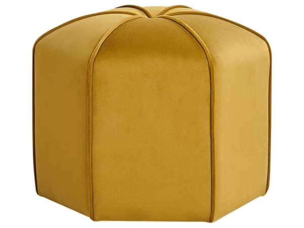 Sittpuff Gul Sammet Rund 45 x 45 x 42 cm Fotpall Accent Klädsel Modern Vardagsrum Sovrum Möbler