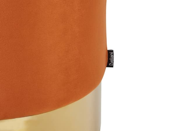 Puf Polyester Velour Orange Guld ø 39 cm Rund Moderne Glam Design Skammel Fodskammel Fodstøtte Sæde Boligindretning Stue Soveværelse Møbel