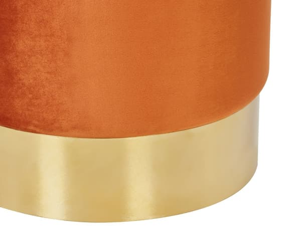 Puf Polyester Velour Orange Guld ø 39 cm Rund Moderne Glam Design Skammel Fodskammel Fodstøtte Sæde Boligindretning Stue Soveværelse Møbel